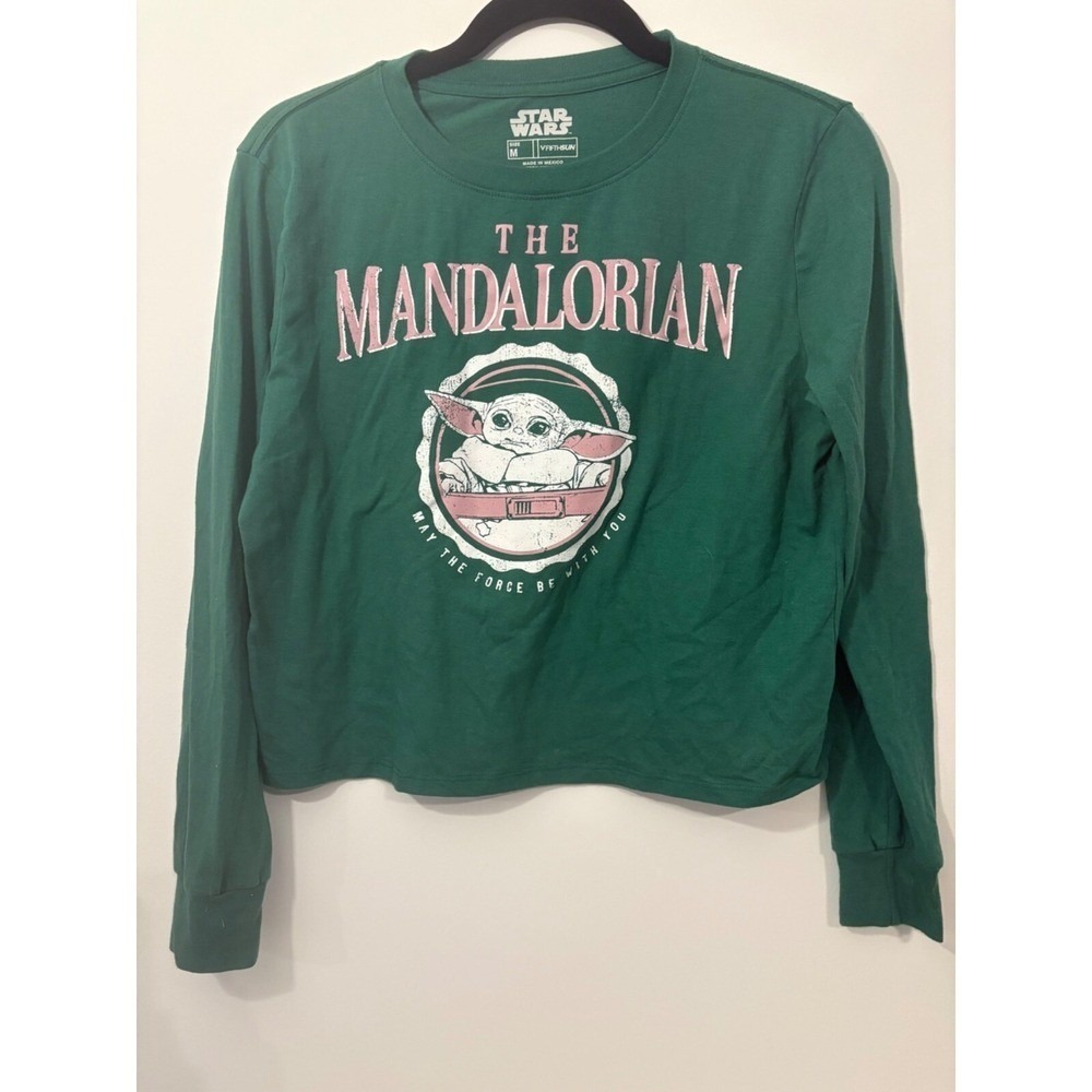 Star Wars The Mandalorian‎ Green Long Sleeve Shirt Women's Medium Baby Yoda